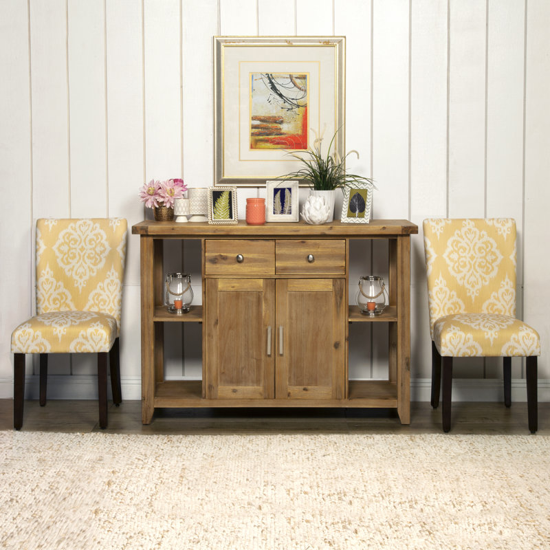 Bungalow Rose Natane Yellow & Cream Damask Parsons Chair & Reviews